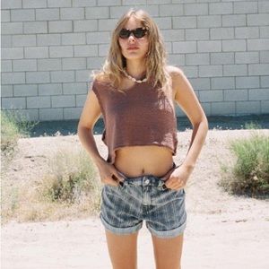 BDG Green Stripe Acid Wash High-Waisted Mom Short